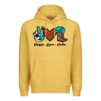 Antique Gold peace love rodeo Premium Hoodie - JahusDesignShop