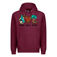 Burgundy peace love rodeo Premium Hoodie - JahusDesignShop
