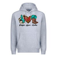 Heather Grey peace love rodeo Premium Hoodie - JahusDesignShop