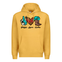 Mustard peace love rodeo Premium Hoodie - JahusDesignShop