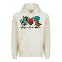 Oatmeal Heather peace love rodeo Premium Hoodie - JahusDesignShop