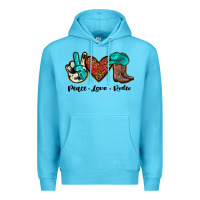 Ocean Blue peace love rodeo Premium Hoodie - JahusDesignShop