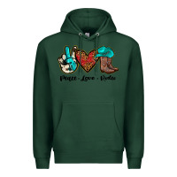 Sports Green peace love rodeo Premium Hoodie - JahusDesignShop