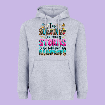 Ive Survived Too Many Storms To Be Bothered By Raindrops Heavyweight Hoodie Designed By Texasbilliewilder