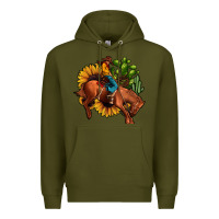 Army Green rodeo cowboy sunflower cactus Premium Hoodie - JahusDesignShop