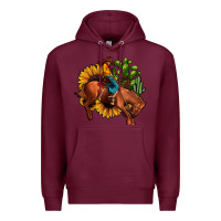 Burgundy rodeo cowboy sunflower cactus Premium Hoodie - JahusDesignShop
