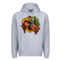 Heather Grey rodeo cowboy sunflower cactus Premium Hoodie - JahusDesignShop