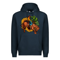 Navy rodeo cowboy sunflower cactus Premium Hoodie - JahusDesignShop
