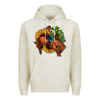 Oatmeal Heather rodeo cowboy sunflower cactus Premium Hoodie - JahusDesignShop