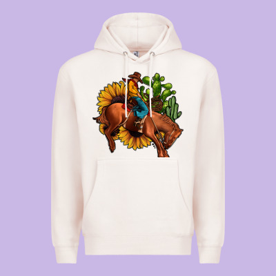 Rodeo Cowboy Sunflower Cactus Premium Hoodie Designed By Jahusdesignshop