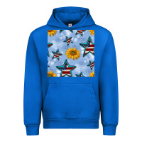 Cobalt patriotic stars and sunflower Urban Hoodie - BundleAndBundleShop