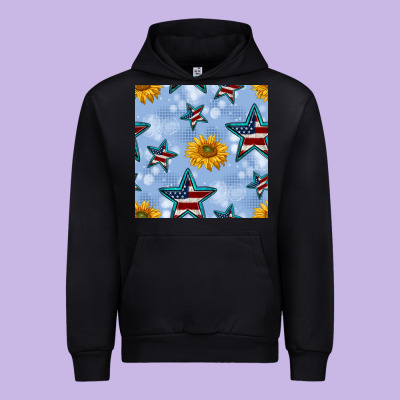 Patriotic Stars And Sunflower Urban Hoodie Designed By Bundleandbundleshop