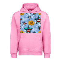 Fuchsia Pink patriotic stars and sunflower Urban Hoodie - BundleAndBundleShop