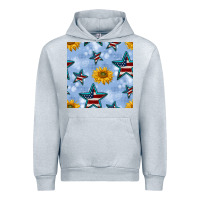 Heather Grey patriotic stars and sunflower Urban Hoodie - BundleAndBundleShop