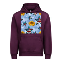 Mauve Wine patriotic stars and sunflower Urban Hoodie - BundleAndBundleShop