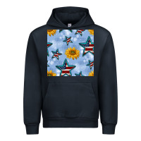 Navy patriotic stars and sunflower Urban Hoodie - BundleAndBundleShop