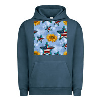 Pigment Midnight Navy patriotic stars and sunflower Urban Hoodie - BundleAndBundleShop