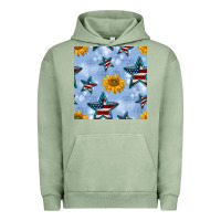 Pigment Oil Green patriotic stars and sunflower Urban Hoodie - BundleAndBundleShop