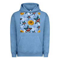 Pigment Pebble Blue patriotic stars and sunflower Urban Hoodie - BundleAndBundleShop