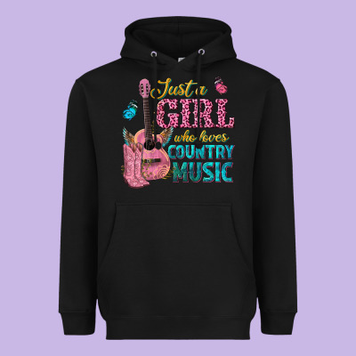 Just A Girl Who Loves Country Music Heavyweight Hoodie Designed By Texasbilliewilder