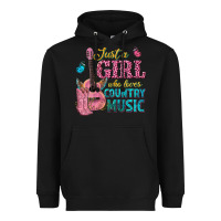 Black just a girl who loves country music Heavyweight Hoodie - texasbilliewilder