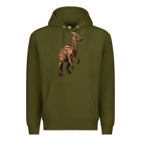 Army Green parasaurolophus Premium Hoodie - Artiststas