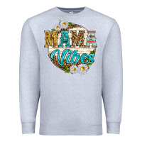 Heather Grey mama vibes with daisies Premium Sweatshirt - texasbilliewilder