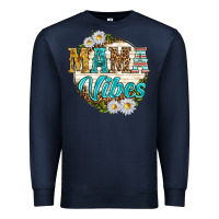 Navy mama vibes with daisies Premium Sweatshirt - texasbilliewilder