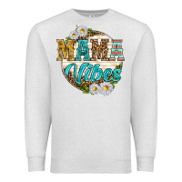 Oatmeal Heather mama vibes with daisies Premium Sweatshirt - texasbilliewilder
