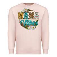 Pale Pink mama vibes with daisies Premium Sweatshirt - texasbilliewilder