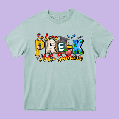 So Long Pre K Hello Summer Heavy Core Tee Designed By Cowhidedigitalart