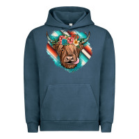 Pigment Midnight Navy highland cow serape Urban Hoodie - JahusDesignShop
