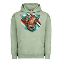 Pigment Oil Green highland cow serape Urban Hoodie - JahusDesignShop