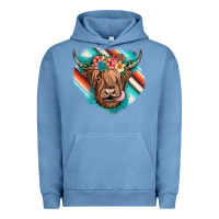 Pigment Pebble Blue highland cow serape Urban Hoodie - JahusDesignShop