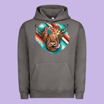 Highland Cow Serape Urban Hoodie Designed By Jahusdesignshop