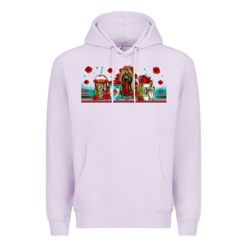 Lady Of Guadalupe Coffee Cups Libbey Glass Premium Hoodie by Jasminsmagicworld | Teevron
