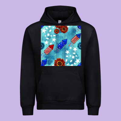 Patriotic Fireworks And Sunflower Urban Hoodie Designed By Bundleandbundleshop