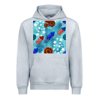 Heather Grey patriotic fireworks and sunflower Urban Hoodie - BundleAndBundleShop
