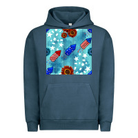 Pigment Midnight Navy patriotic fireworks and sunflower Urban Hoodie - BundleAndBundleShop