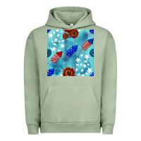 Pigment Oil Green patriotic fireworks and sunflower Urban Hoodie - BundleAndBundleShop