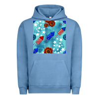 Pigment Pebble Blue patriotic fireworks and sunflower Urban Hoodie - BundleAndBundleShop