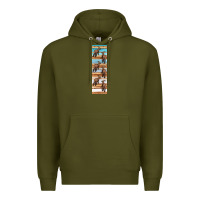Army Green dinosaur parasaurolophus pen wrap Premium Hoodie - Artiststas