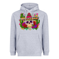 Heather Grey mexican skull Heavyweight Hoodie - Zillion Design Studio