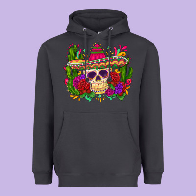 Mexican Skull Heavyweight Hoodie Designed By Zillion Design Studio
