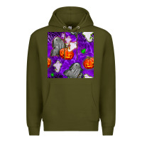 Army Green tombstone and ghosts seamless paternal Premium Hoodie - BundleAndBundleShop