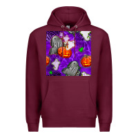 Burgundy tombstone and ghosts seamless paternal Premium Hoodie - BundleAndBundleShop