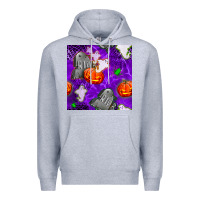 Heather Grey tombstone and ghosts seamless paternal Premium Hoodie - BundleAndBundleShop