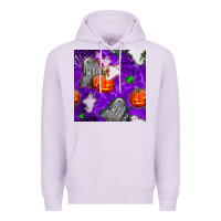 Lilac tombstone and ghosts seamless paternal Premium Hoodie - BundleAndBundleShop
