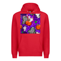 Red tombstone and ghosts seamless paternal Premium Hoodie - BundleAndBundleShop