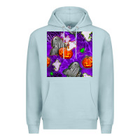 Blue Mist tombstone and ghosts seamless paternal Premium Hoodie - BundleAndBundleShop